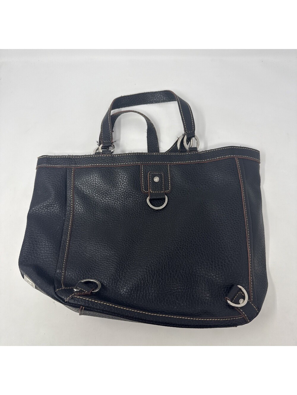 Tommy Hilfinger black pebbled leather hand bag medium size retro vintage
